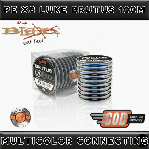 Benang Pancing PE X8 LUKE BRUTUS Multicolor 100M (Connecting)