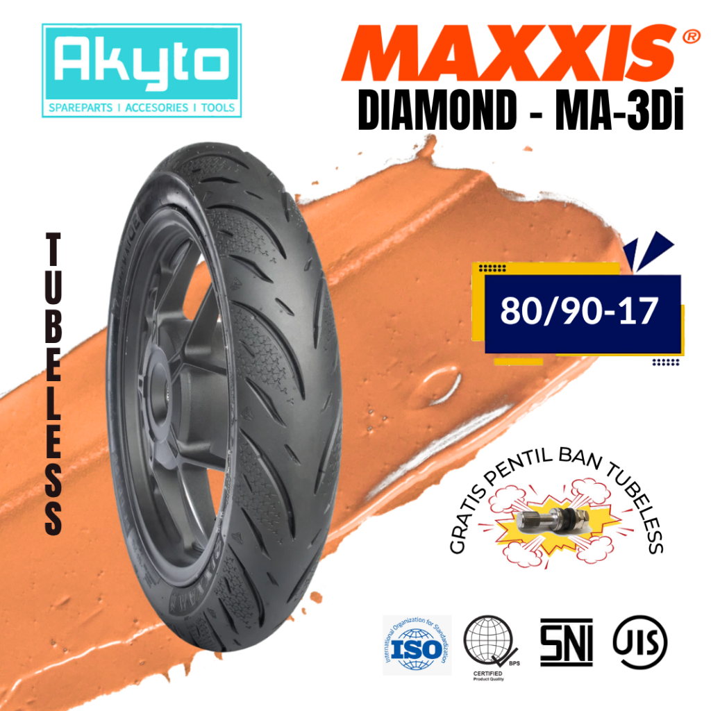 [80/90-17] MAXXIS MA-3Di / 3DIAMOND BAN TUBELESS FREE PENTIL + WRAPPING / BAN MOTOR RING 17 R17 3Di