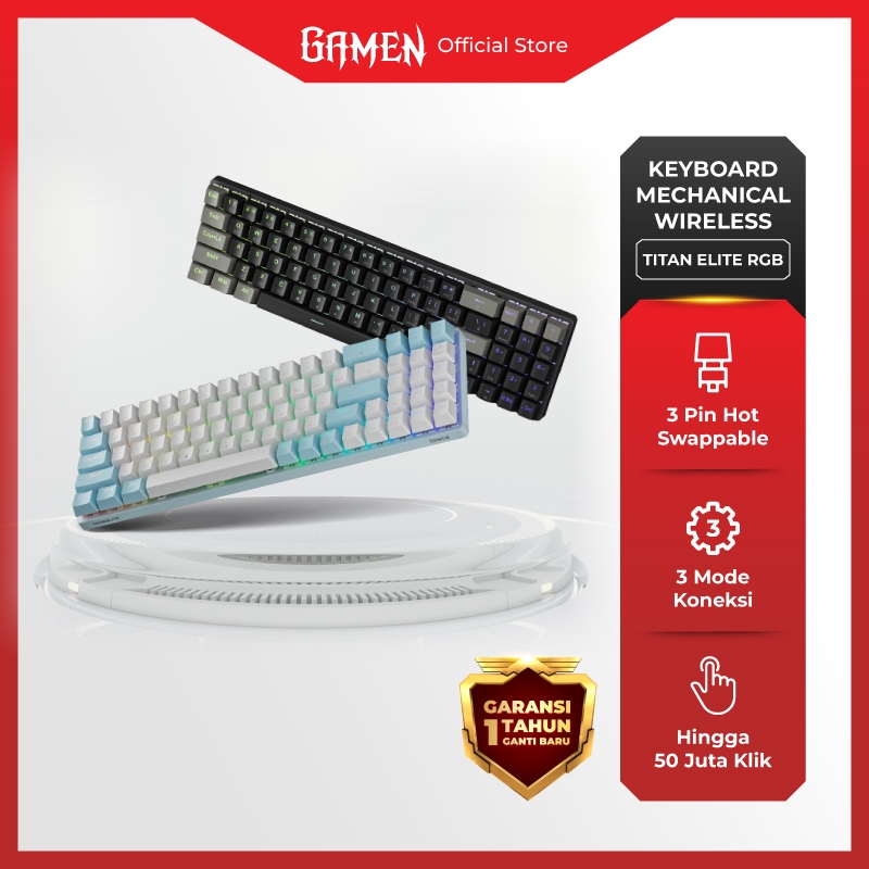 GAMEN Titan Elite Keyboard Mechanical Wireless Gaming RGB 3 Pin Hot-Swappable 78 Keys 3 Mode Connect