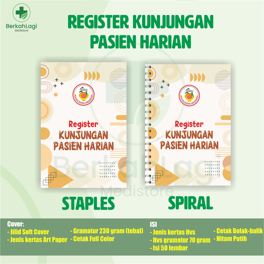 Buku Register Kunjungan Pasien Harian, buku Register, Buku Bidan, Buku Dokter