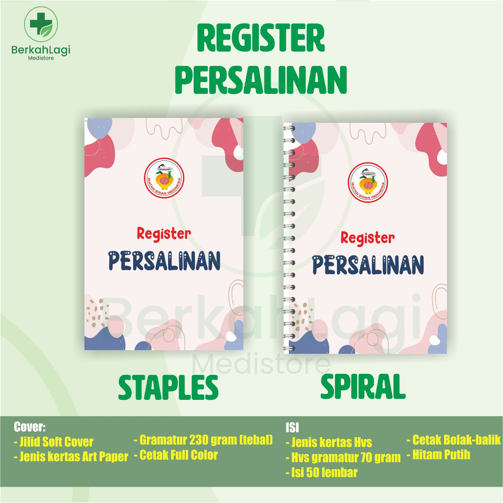 Buku Register Persalinan, Buku Dokter, Buku Bidan, Buku Register