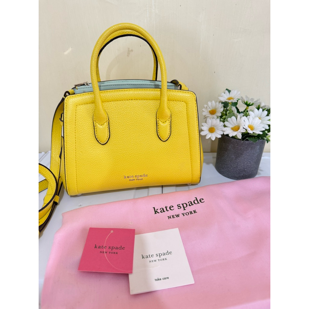 KATE SPADE  knott mini bag satchel yellow sesame Original 100%