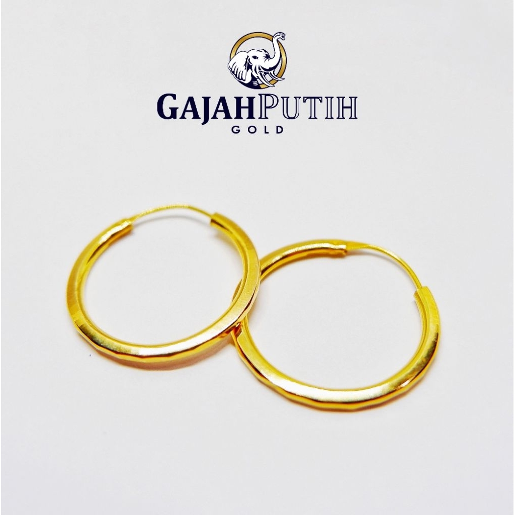 Anting 1 Gram Model Gipsy Emas Asli 8K Gajah Putih Gold KodeN41020