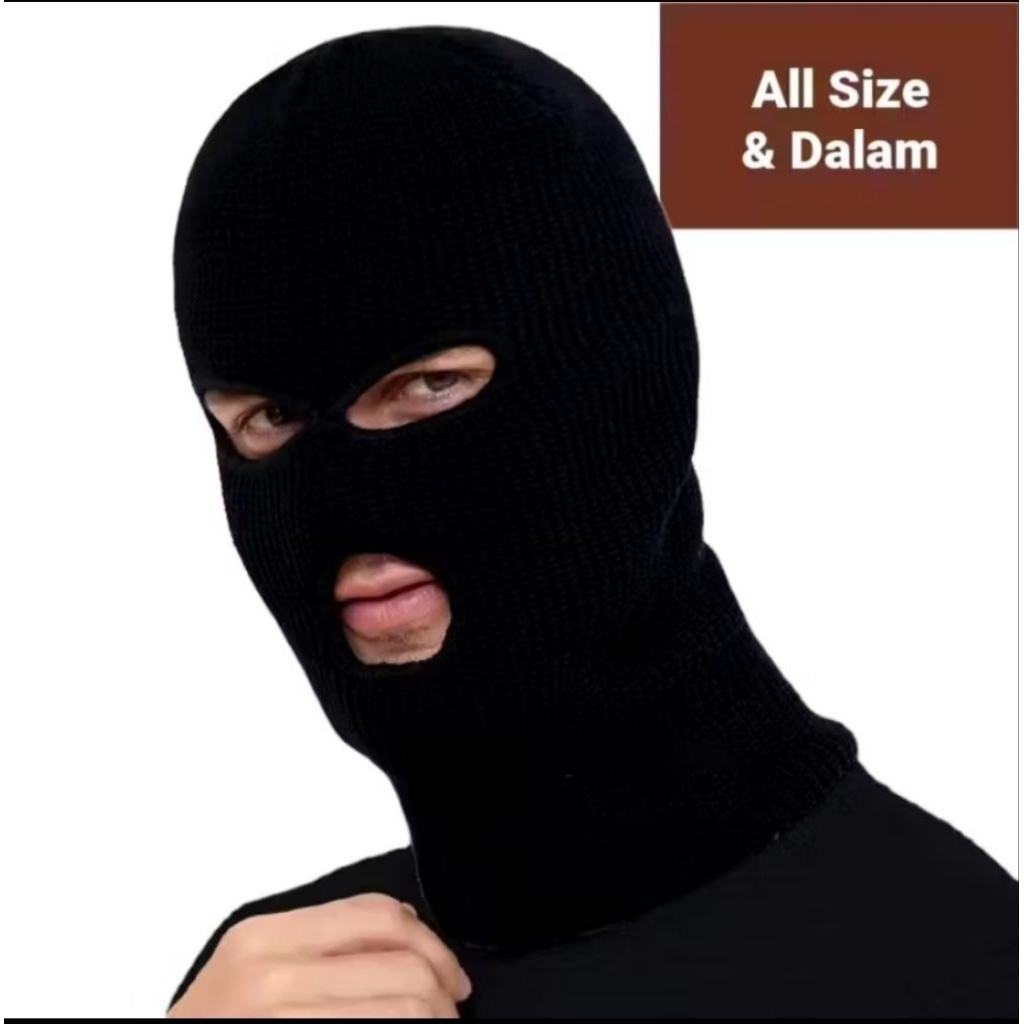 Kupluk Rajut Ninja Sebo Ninja Lobang 1 Dan 3 Kupluk Ninja Hitam Polos