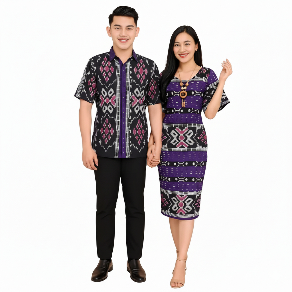 SET COUPLE TENUN BUAT NATAL WARNA UNGU