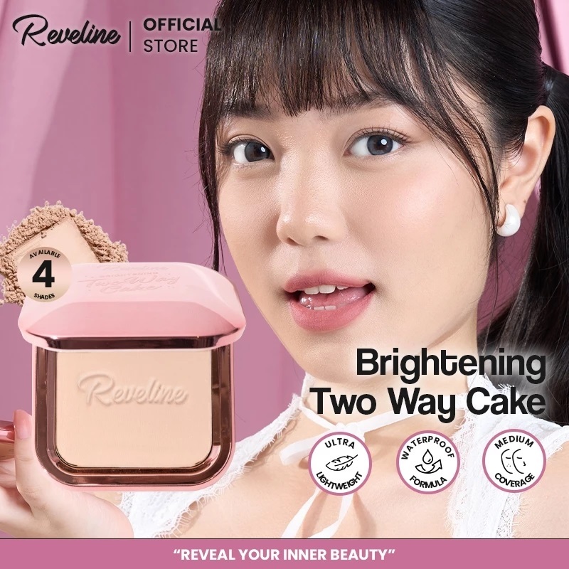 REVELINE Limited Edition Brightening Two Way Cake | Makeup Bedak Padat TWC & Refill 14g