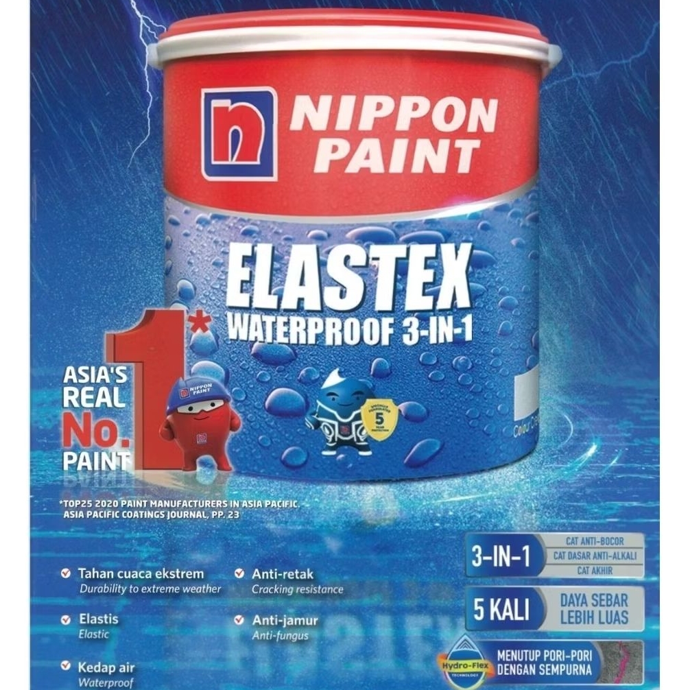 CAT TEMBOK NIPPON ELASTEX 4KG WATERPROOF DAK BETON ASBES SENG TALANG WATERPROOF GALVALUM KAYU BESI