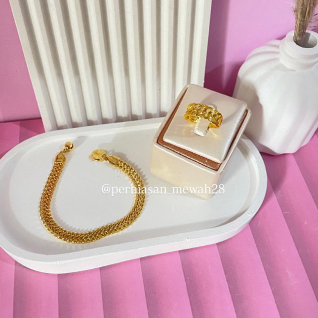 gelang tikar free cincin rantai mewah lapis emas
