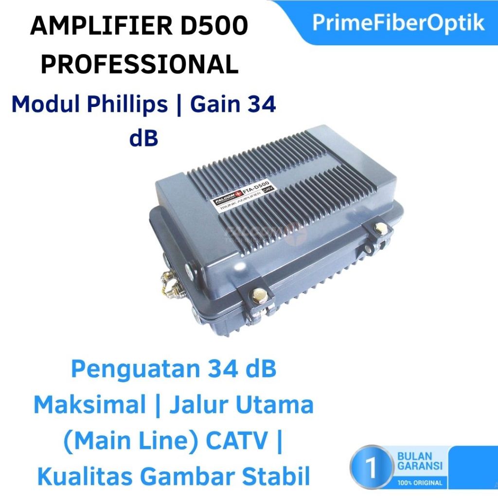Amplifier CATV Booster Trunk D500 550 MHz Indoor – Penguat Sinyal TV Kabel Falcom Technology