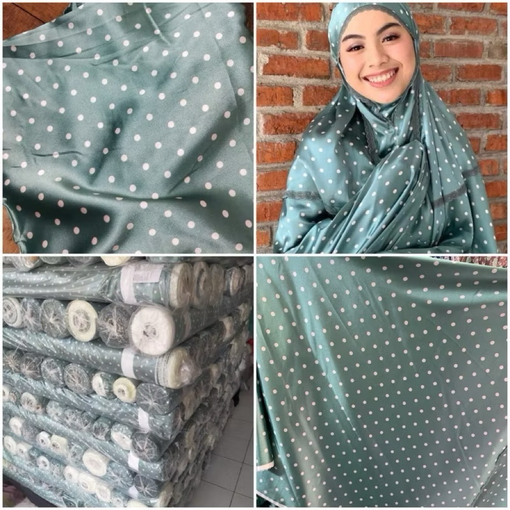 kain Saten armany motif polkadot| armany silk arhan baju tidur | mukenah (harga per setengah meter)