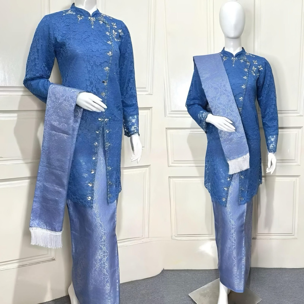 Best Seller Kebaya Brokat Payet Set Rok Selendang / Kebaya Modern Model Janggan Terbaru / Kebaya Jan