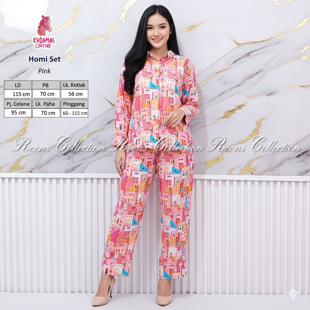 Kuda Mas Couture Homi Set | Setelan Piyama Panjang Lengan Panjang Full Kancing Busui