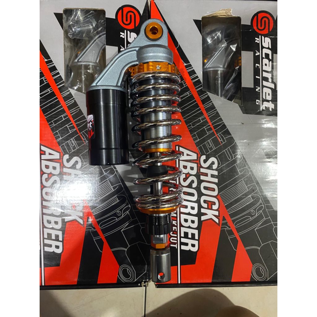 MONO SHOCK TABUNG BELAKANG SCARLET GT SERIES MIO 305 MM GREY