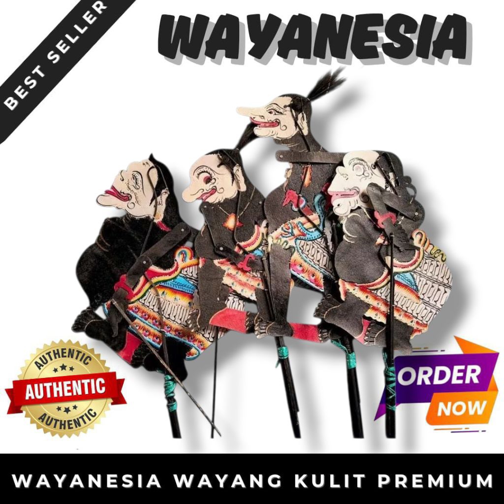 Wayang Kulit 1 set Punokawan Ukuran Standar - Hitam