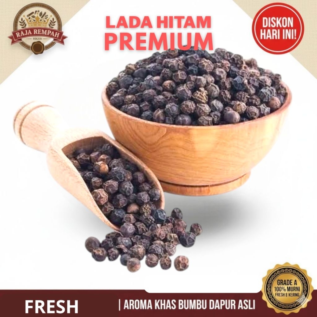 Lada Hitam Biji Utuh Black Pepper Corn Grade A | Pedas Kuat Cocok Grinder Bumbu | 50gr 100gr