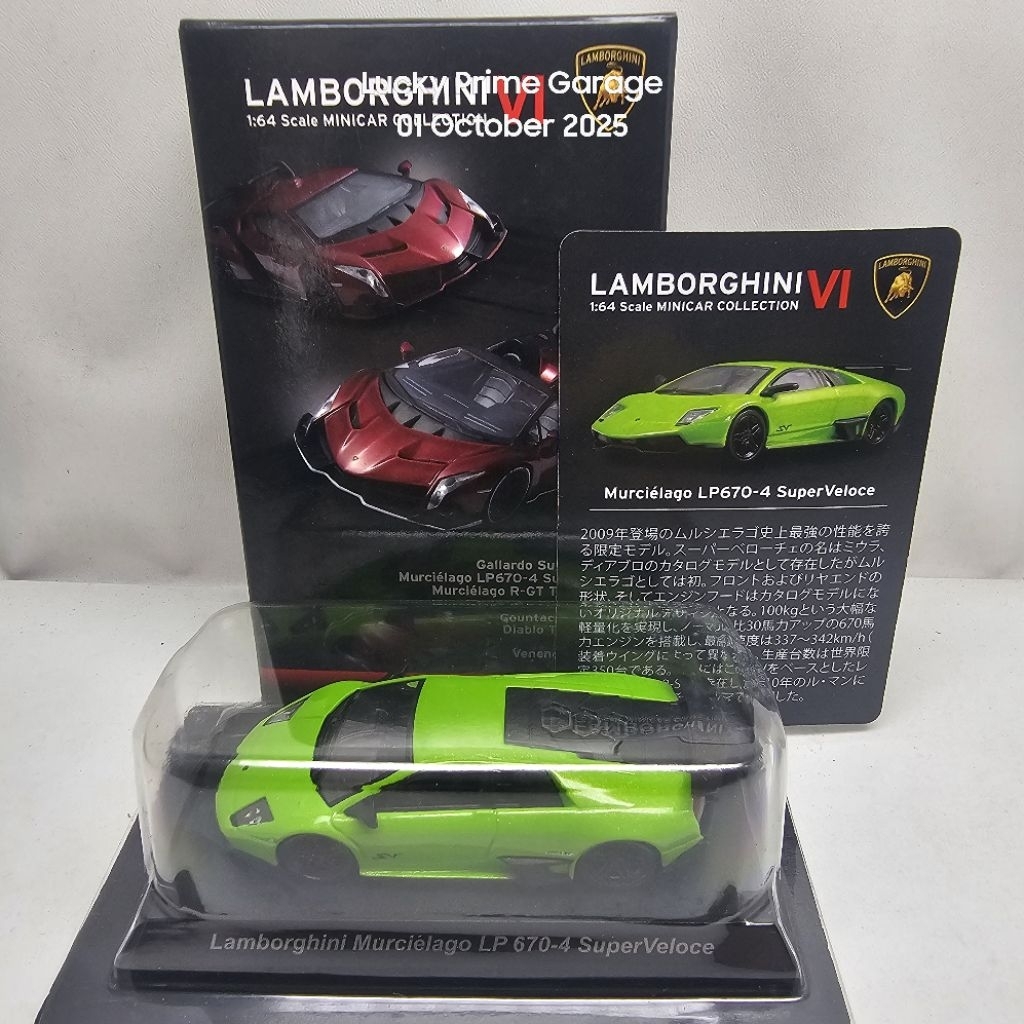 Kyosho minicar seri 6 Lamborghini Murciélago LP 670-4 SuperVeloce warna hijau
