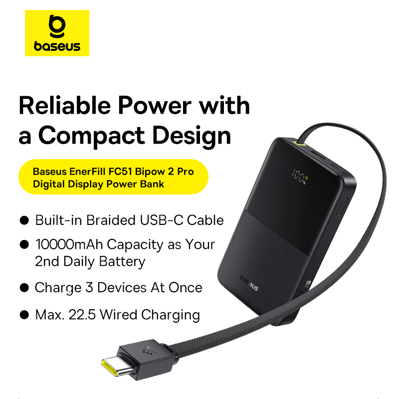 Jess No Limit X Baseus Power Bank EnerFill FC51 22,5W 10000mAh Bipow2 Pro Fast Charging Powerbank Ty