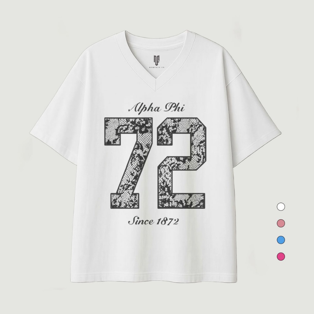 Newface ID Baju Kaos V Neck Oversize Alpha 72 Pria Wanita Tshirt Unisex Combed 24s