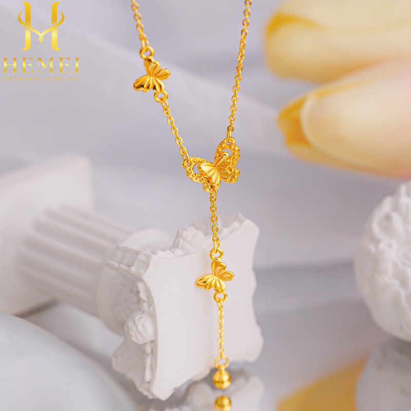 HEMEI KALUNG KUPU KUPU EMAS PALSU KALUNG FASHION WANITA KALUNG MEWAH PREMIUM