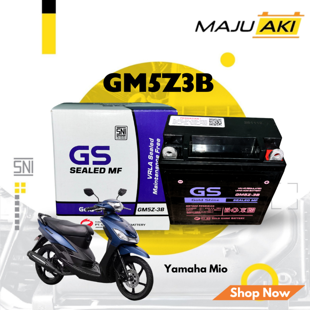 Aki Motor GS GM5Z-3B YAMAHA Mio Sporty Aki Kering Gold Shine Sealed MF