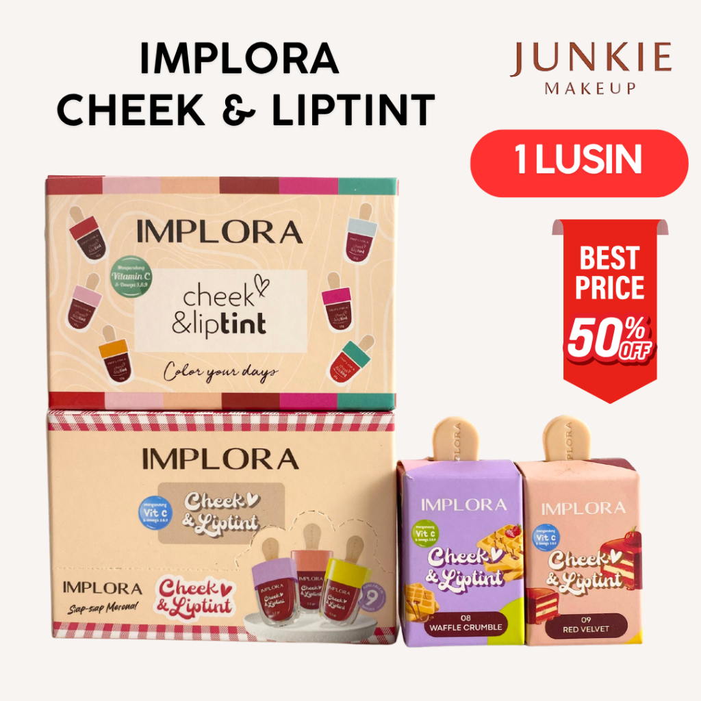 [ LUSINAN ] Implora Cheek And Liptint 5,5 Gram - Lipstik Cair Lip Tint Es Krim | JUNKIE MAKEUP