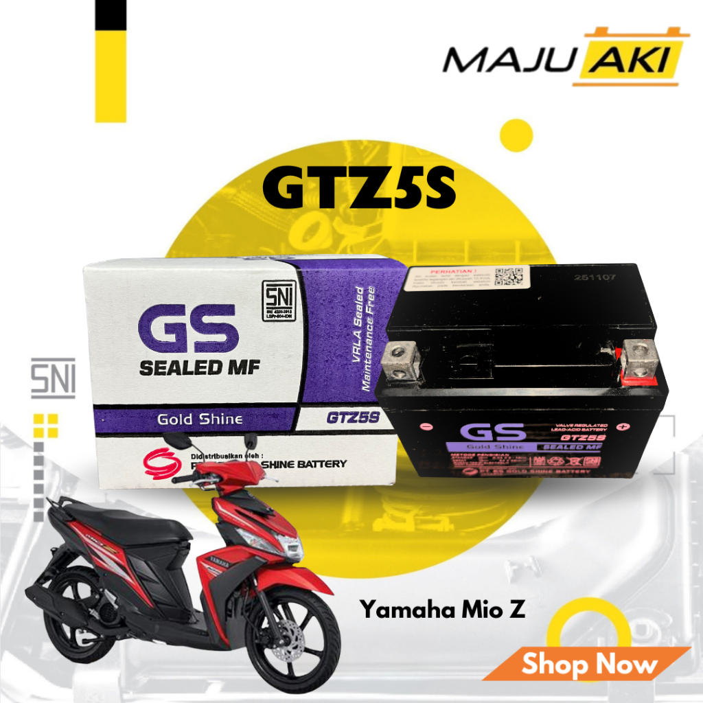 Aki Motor GS GTZ5S YAMAHA Mio Z Aki Kering Gold Shine Sealed MF