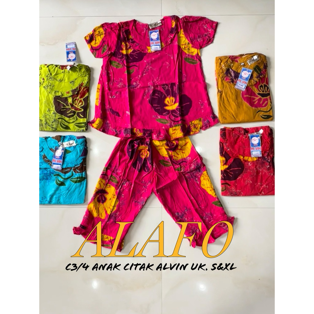 BAJU TIDUR NYAMAN C3/4 ANAK UK.S-XL BATIK ALVIN CITAK