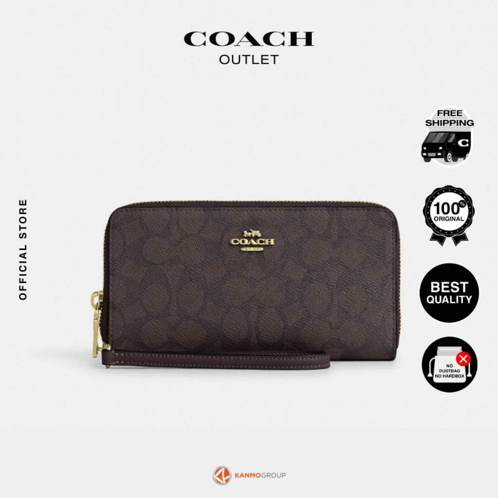 Coach Long Zip Around Wallet With Detachable Card Case In Signature Canvas - Dompet Panjang Wanita