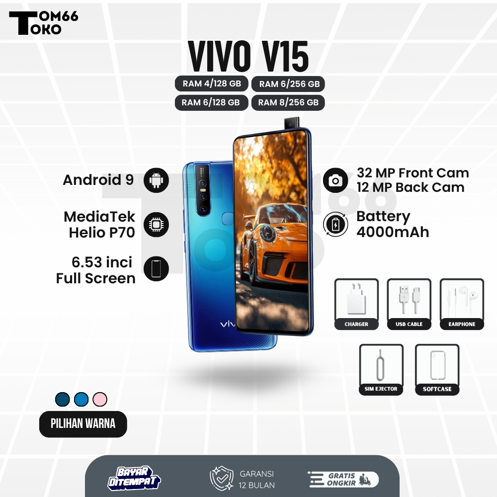 HP VIVO V15 RAM 8+256 GB Fullset Garansi 1 Tahun
