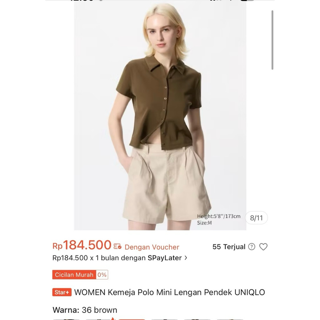 prelove uniqlo kemeja lengan pendek wanita (ori)