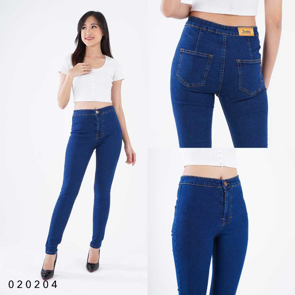Celana Panjang Highwaist Jeans Wanita Denim  Strecth Melar  Highwaist Skinny Jeans Wanita