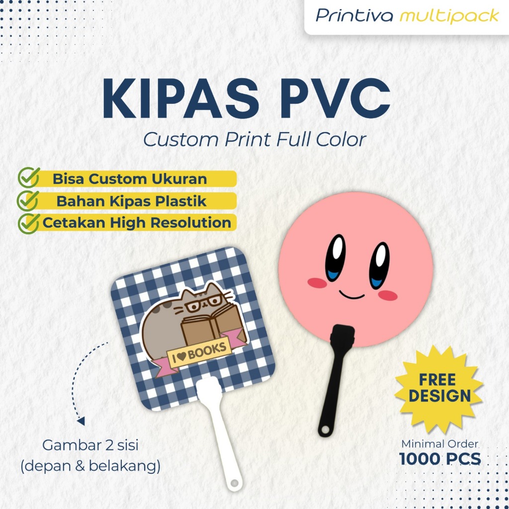 Kipas Custom PVC min. order 1000, Kipas Tangan PVC/PP Custom, Souvernir Custom