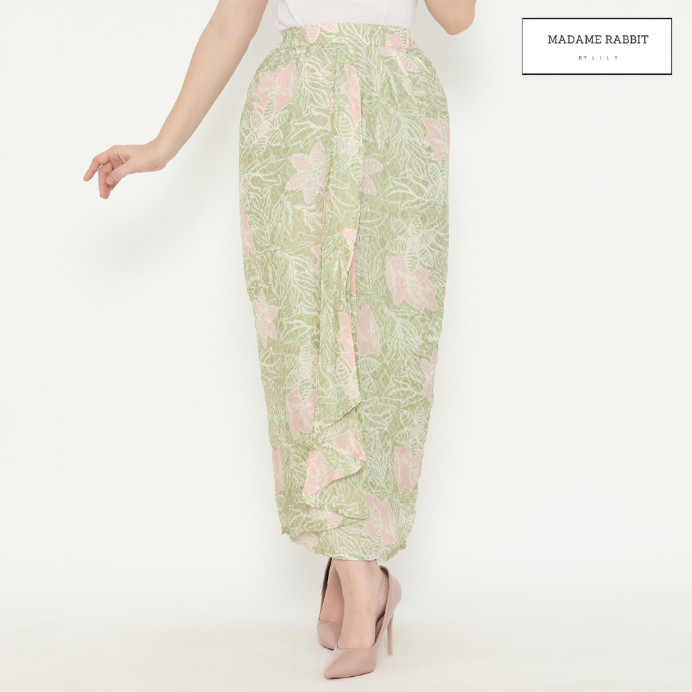 Rok Batik Pesta Madame Rabbit Hijau Dobby Premium Furing Kain