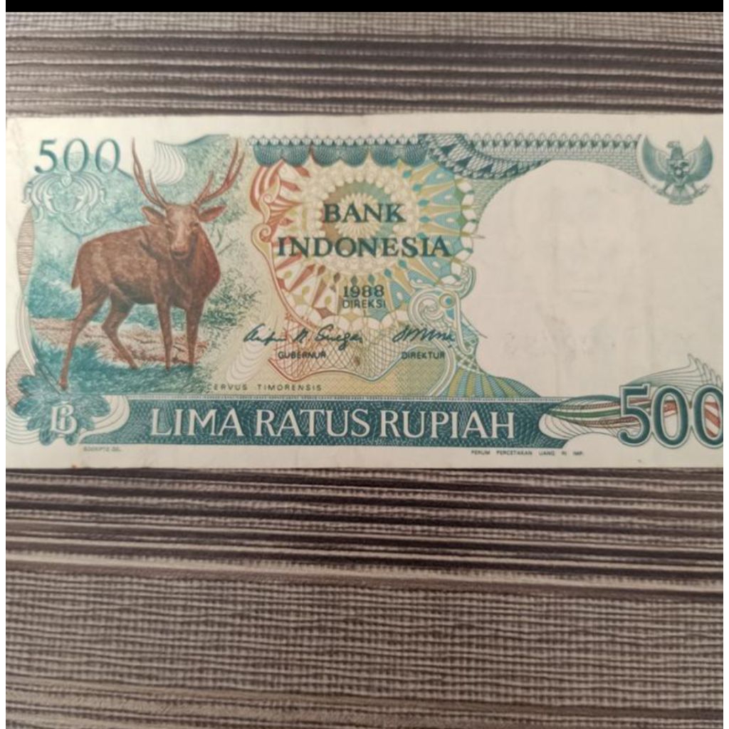 Uang Kertas Rp 500 th 1988 Seri Kijang Rusa