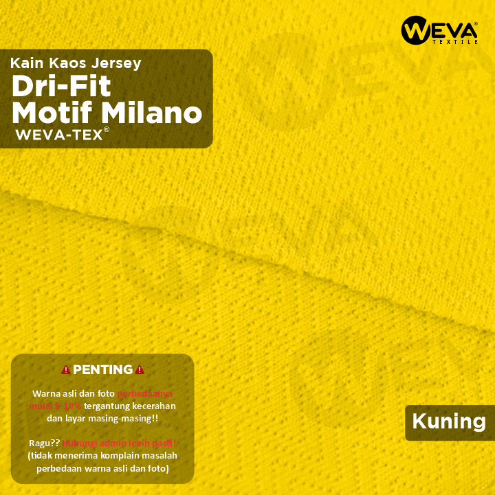 Bahan Kain Jersey Dryfit Milano Kuning - Kain Drifit Weva Textile