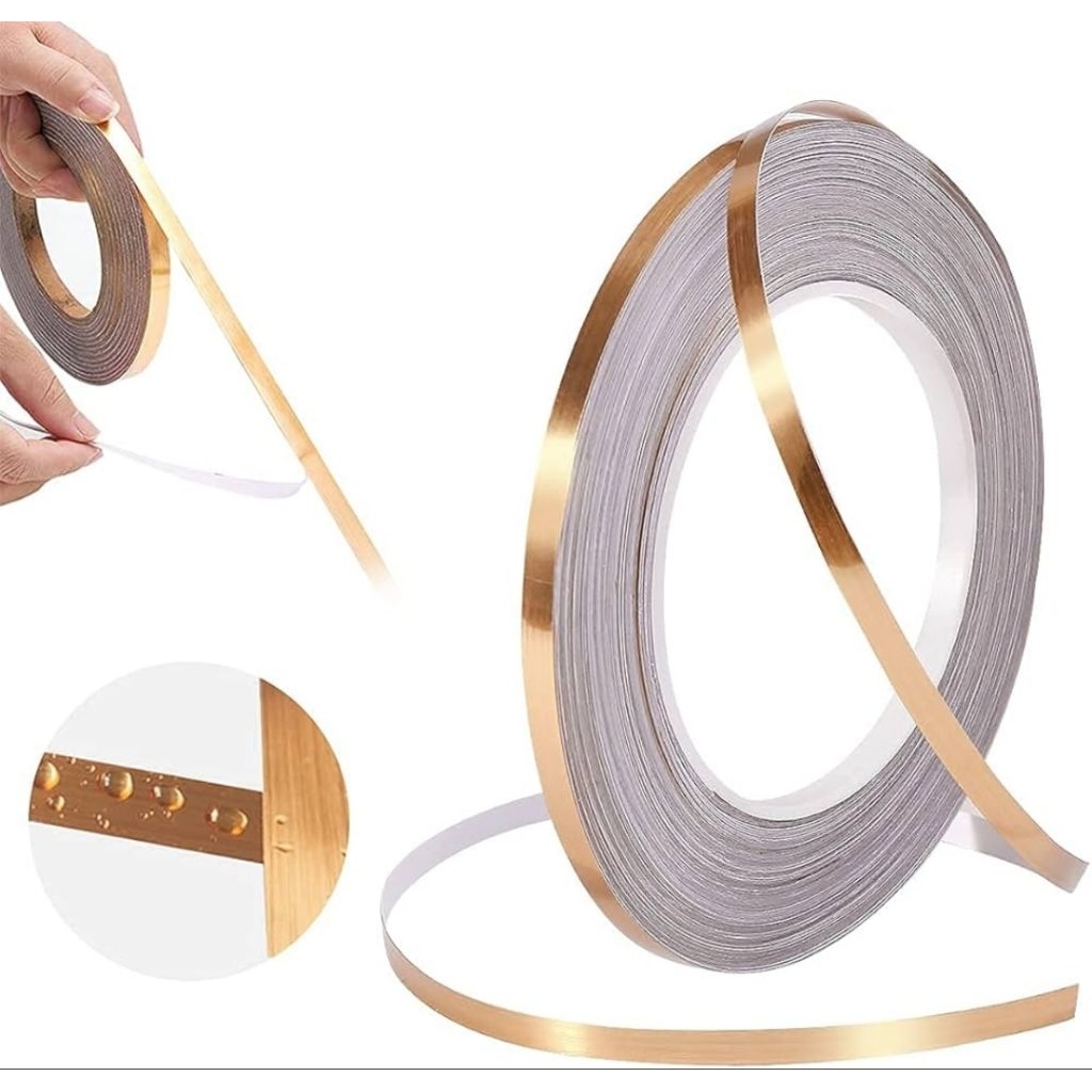 Seam Stiker Sticker dinding wallpaper dinding lis list kecil gold