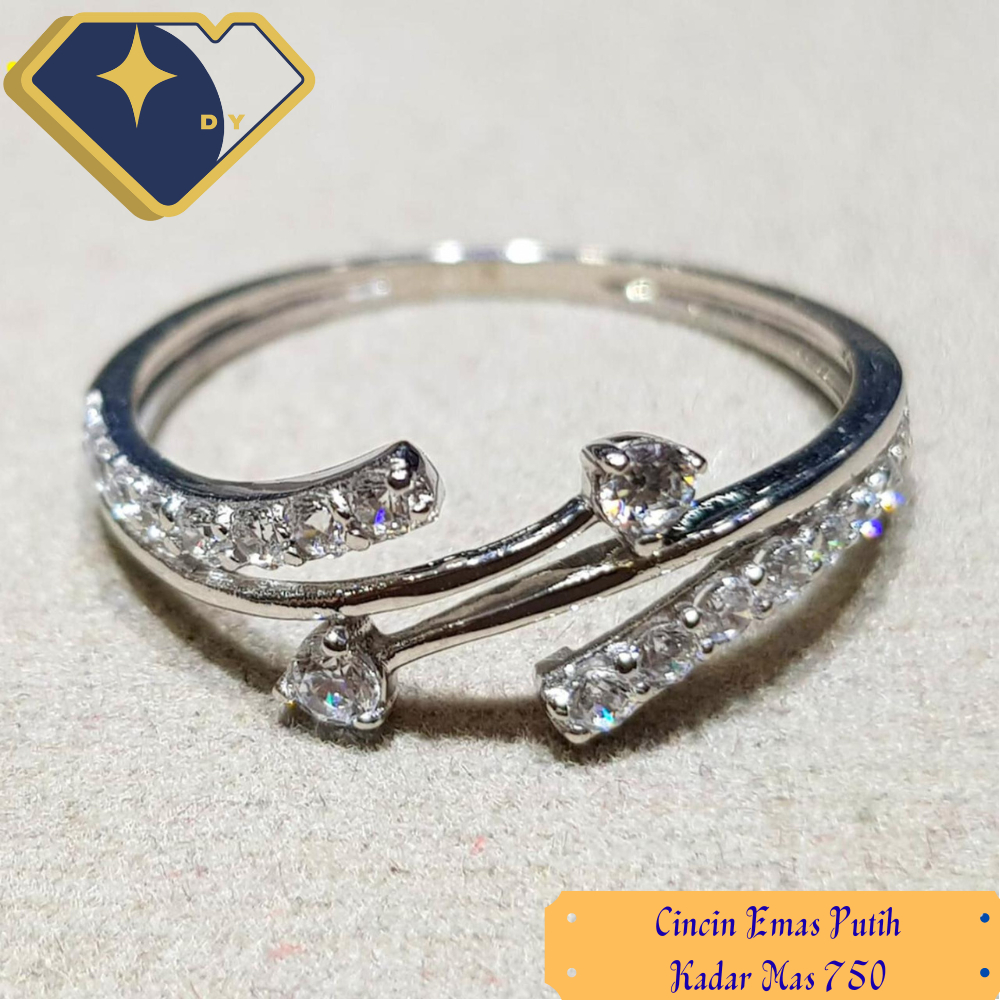 Cincin mas Putih Permata Zirconia Terbaru 05 Kadar mas 750