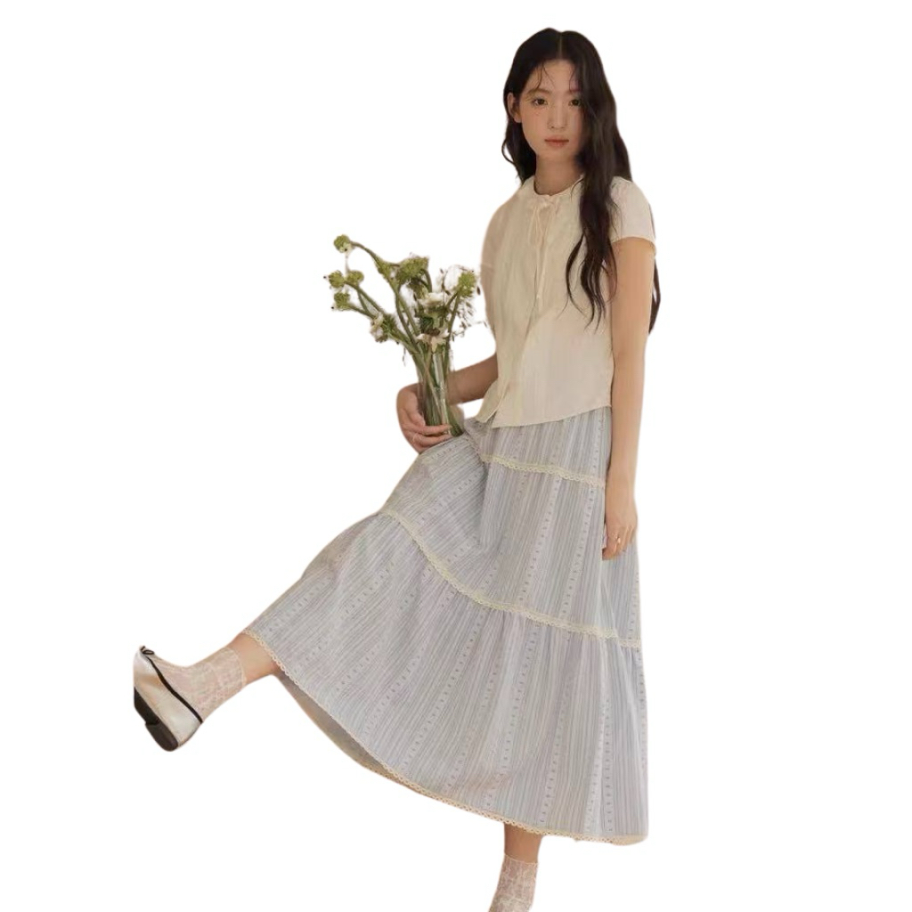 Rok Panjang Wanita 3 Layer Motif Garis