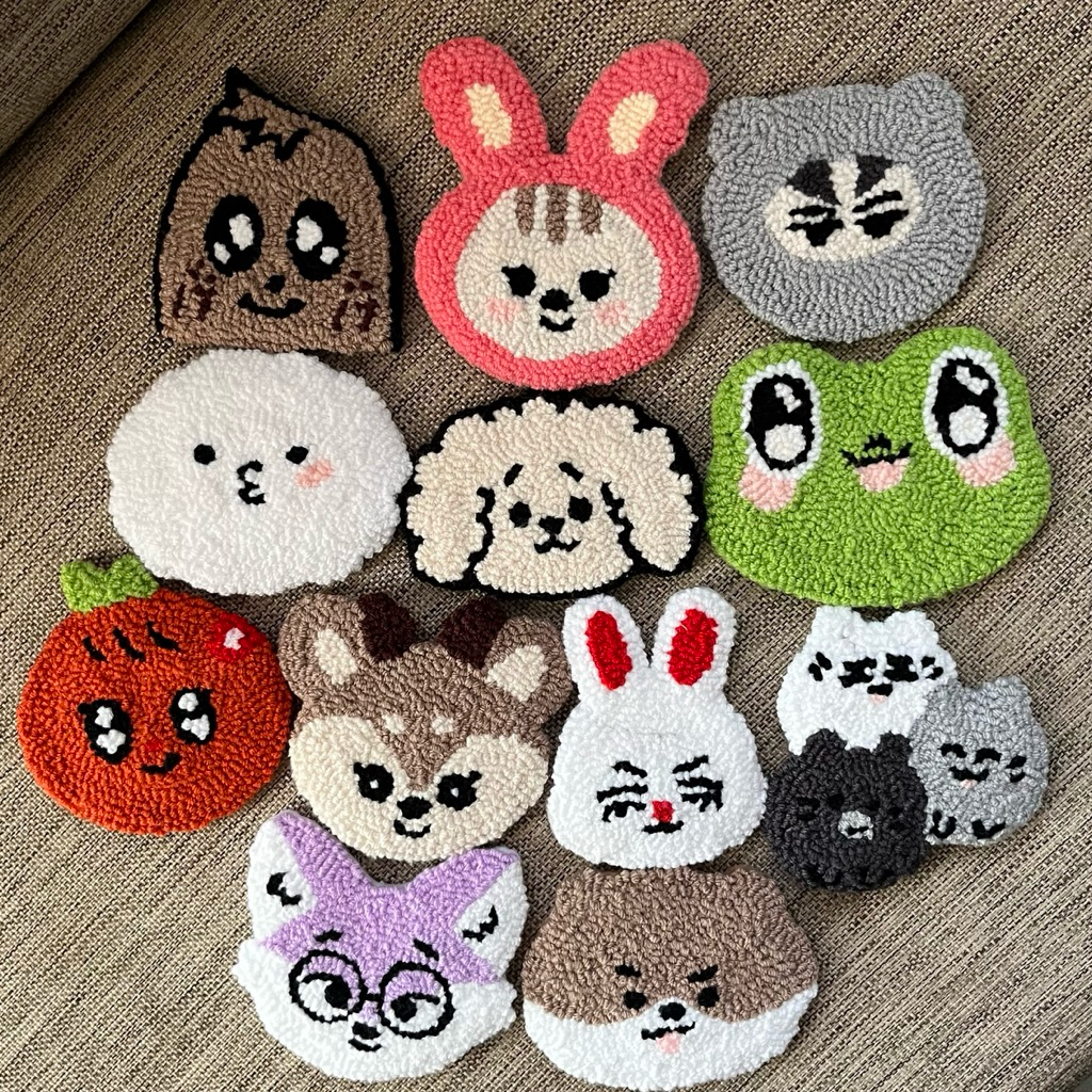 [Ready] Tatakan Gelas Handmade / Tatakan Gelas K-Pop / Tatakan Gelas Miniteen / Punchneedle Coaster 