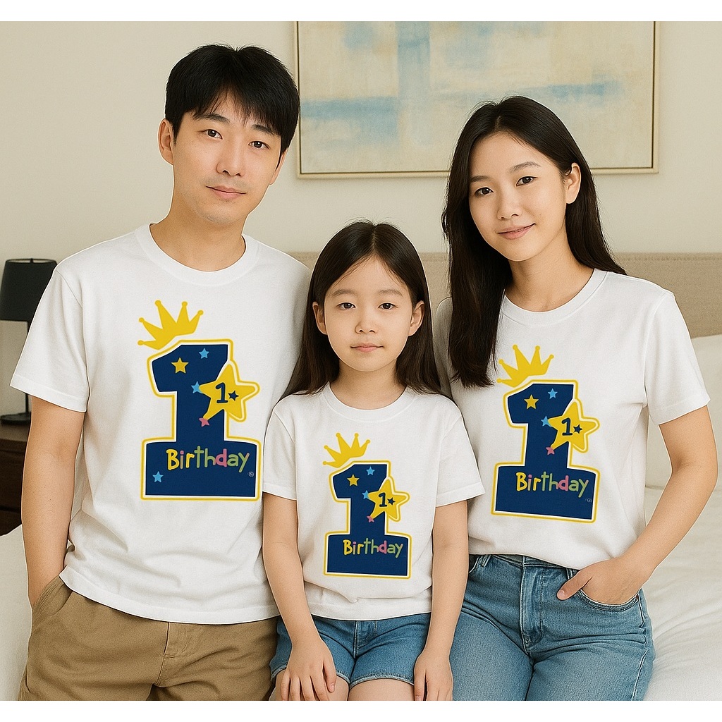 Kaos Tshirt Family KING STAR BIRTHDAY Baju Keluarga Ayah Ibu anak Ulang Tahun Seru Atasan Couple Ult