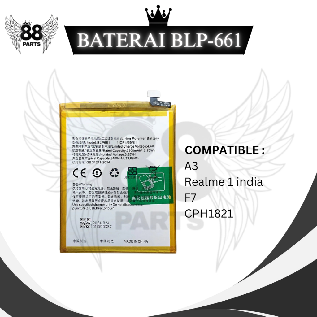 BATERAI BLP661 FOR OPPO F7/A3/REALME 1INDI DOUBLE IC (IC POWER) ORIGINAL