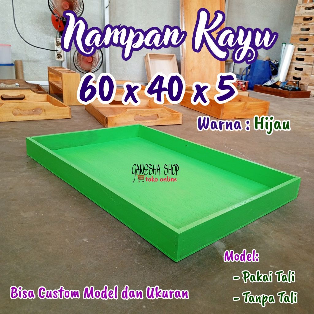 Nampan Kayu Besar/ Nampan Asongan Warna Ukuran 60X40X5
