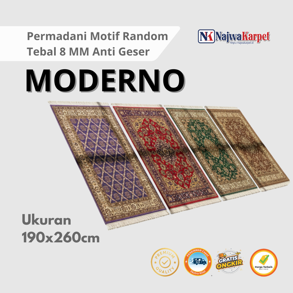 Karpet Ruang Tamu uk 190x260 cm - Moderno Permadani Lantai Jumbo Tebal