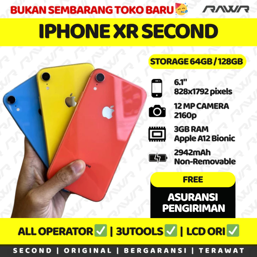 IP XR 64GB/128GB/256GB SECOND INTER NORMAL BEKAS TERAWAT BERGARANSI