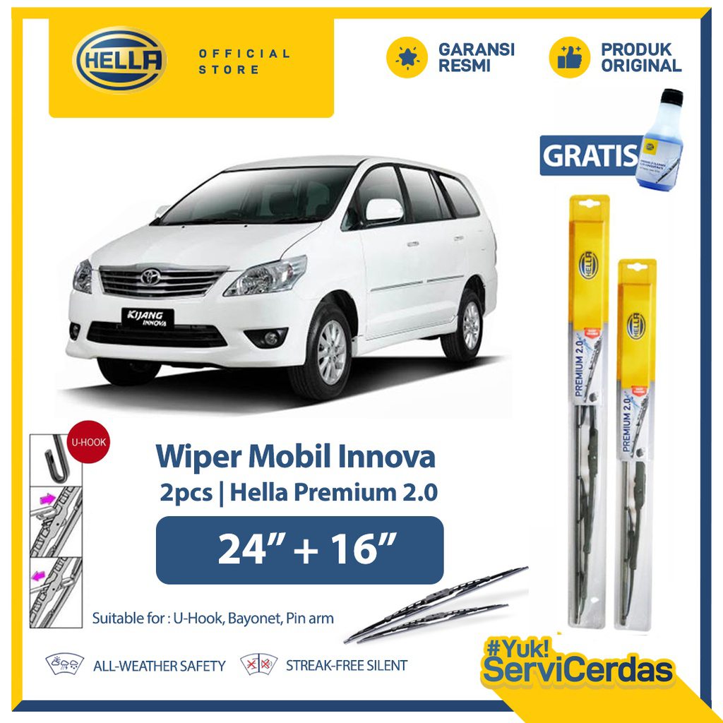 Wiper Mobil TOYOTA Innova 24” + 16” (2pcs) - HELLA Premium 2.0