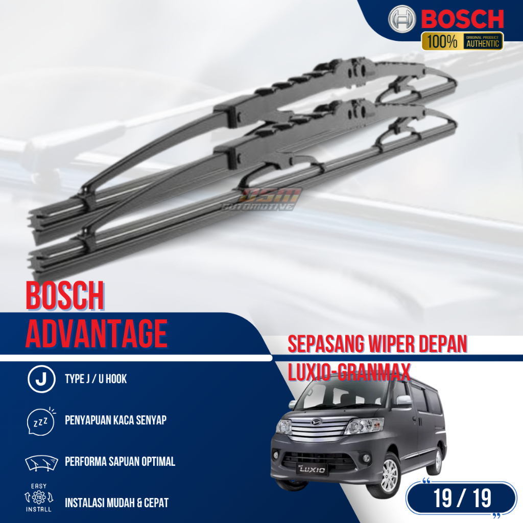 Bosch Advantage / Karet Wiper Mobil Daihatsu Gran Max Luxio (Sepasang) / Wiper Gran Max PU