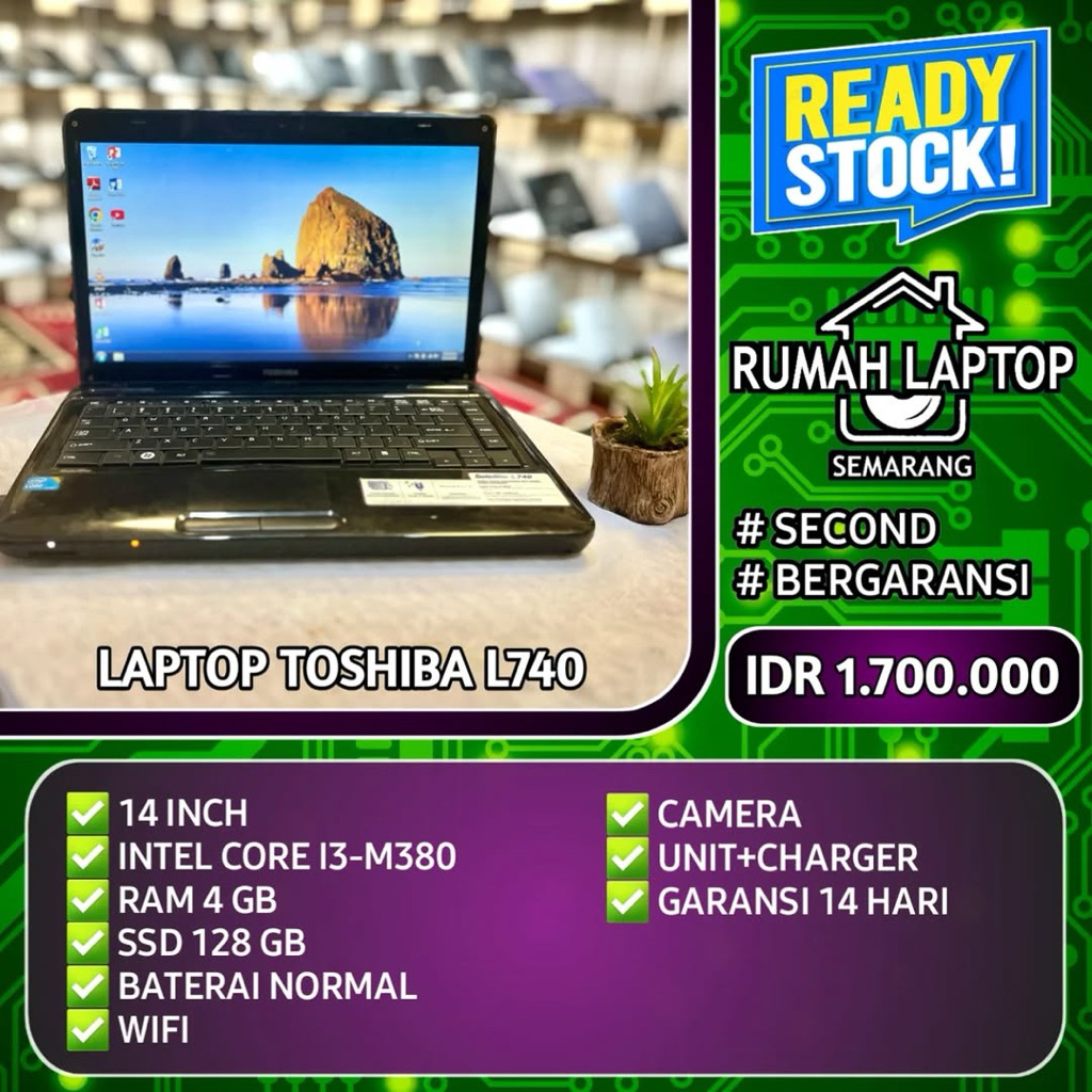 Laptop Toshiba L740 (second). Intel Core i3-M380. RAM 4 GB. SSD 128 GB