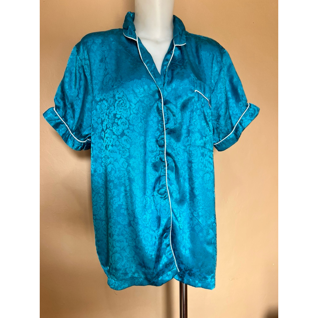 piyama kemeja baju tidur satin silky embos pl