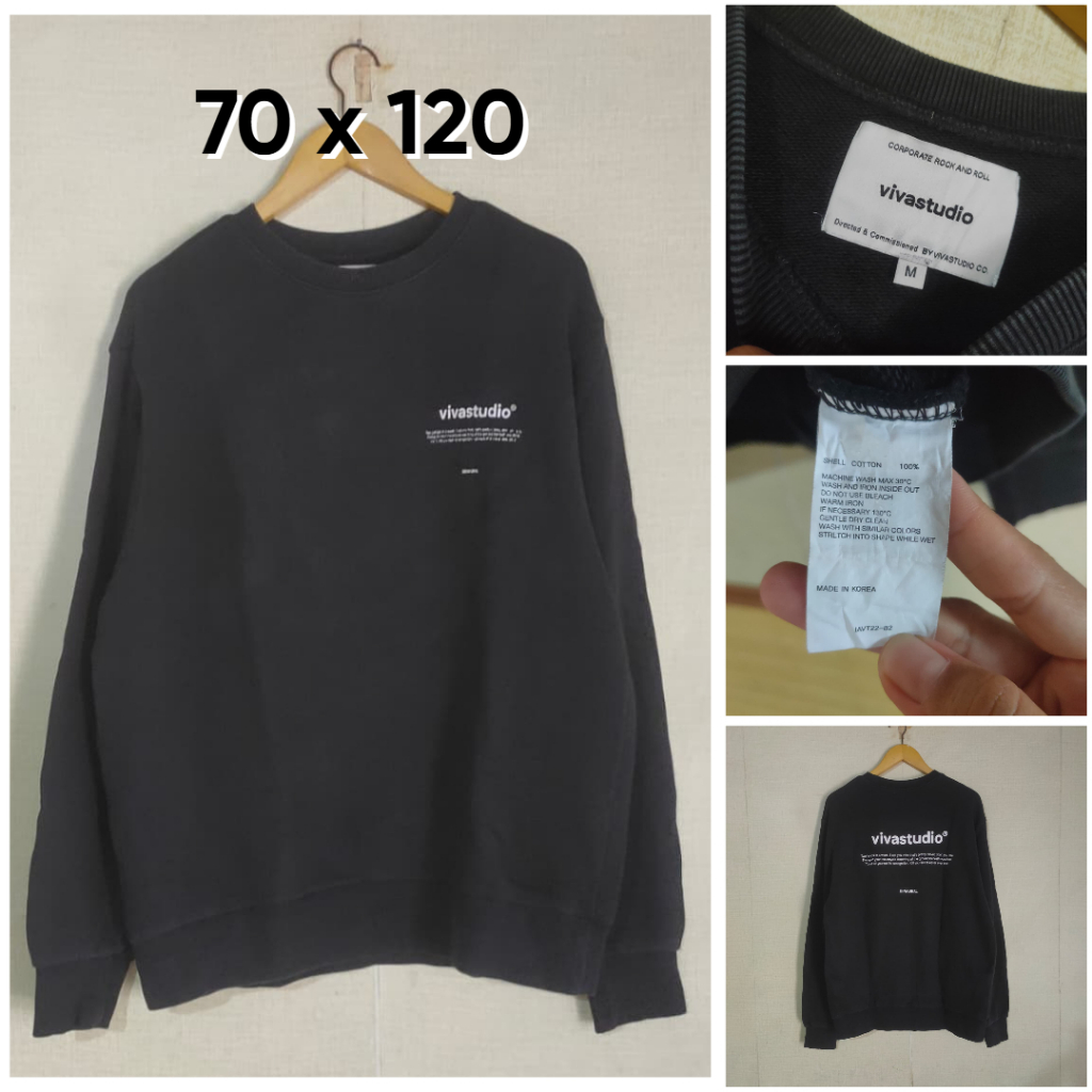 Crewneck Vivastudio Hitam Unisex Pria Wanita Size M Fit XL Atasan Sweater OB925