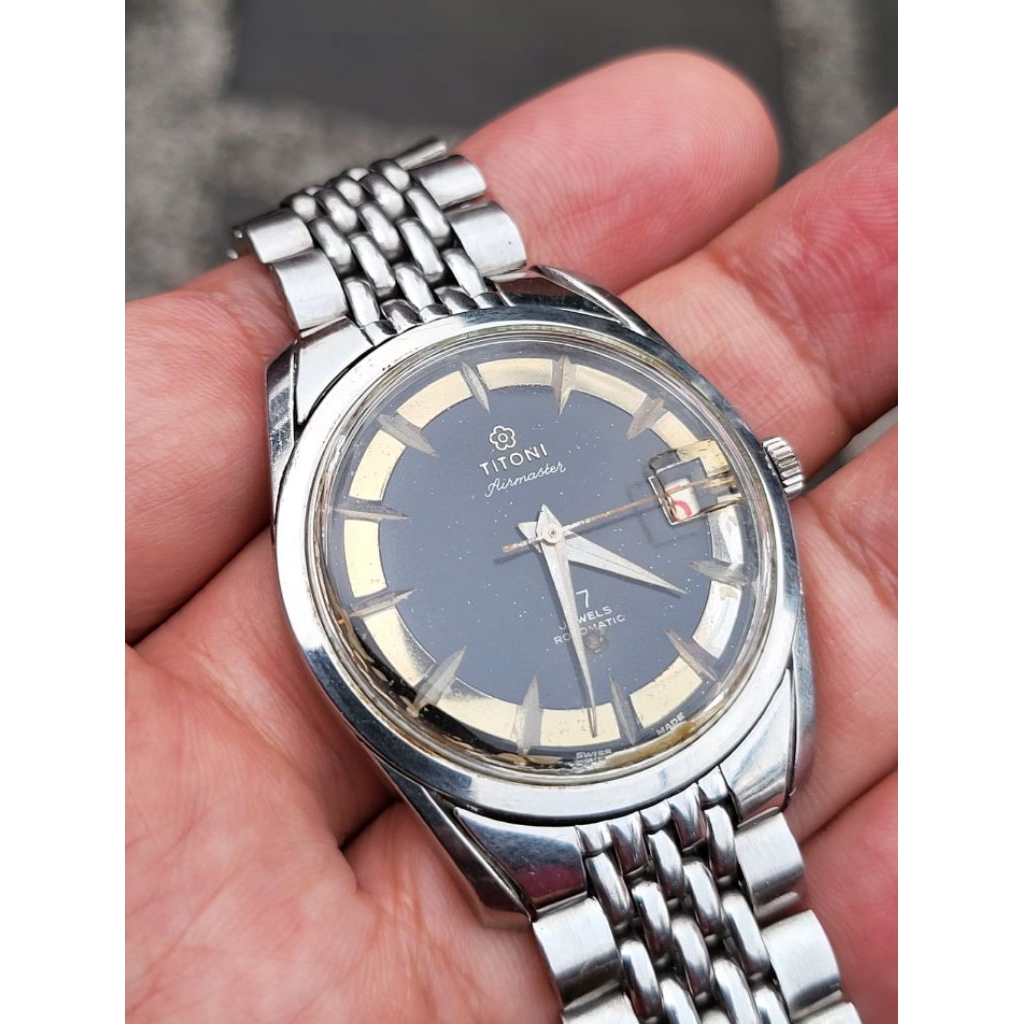 Jam tangan Titoni/ original brachelet/ rotomatic / gold coin/ patina dial/ airmaster